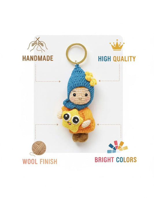 Handmade Muslim Crochet Doll Keychain for Kids